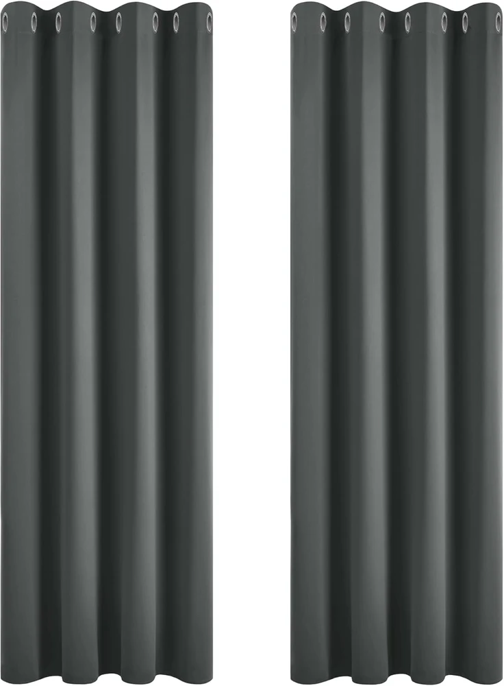Deconovo užtemdančios termo užuolaidos, 240 × 135 cm, tamsiai pilkos, 2 vnt., poliesteris