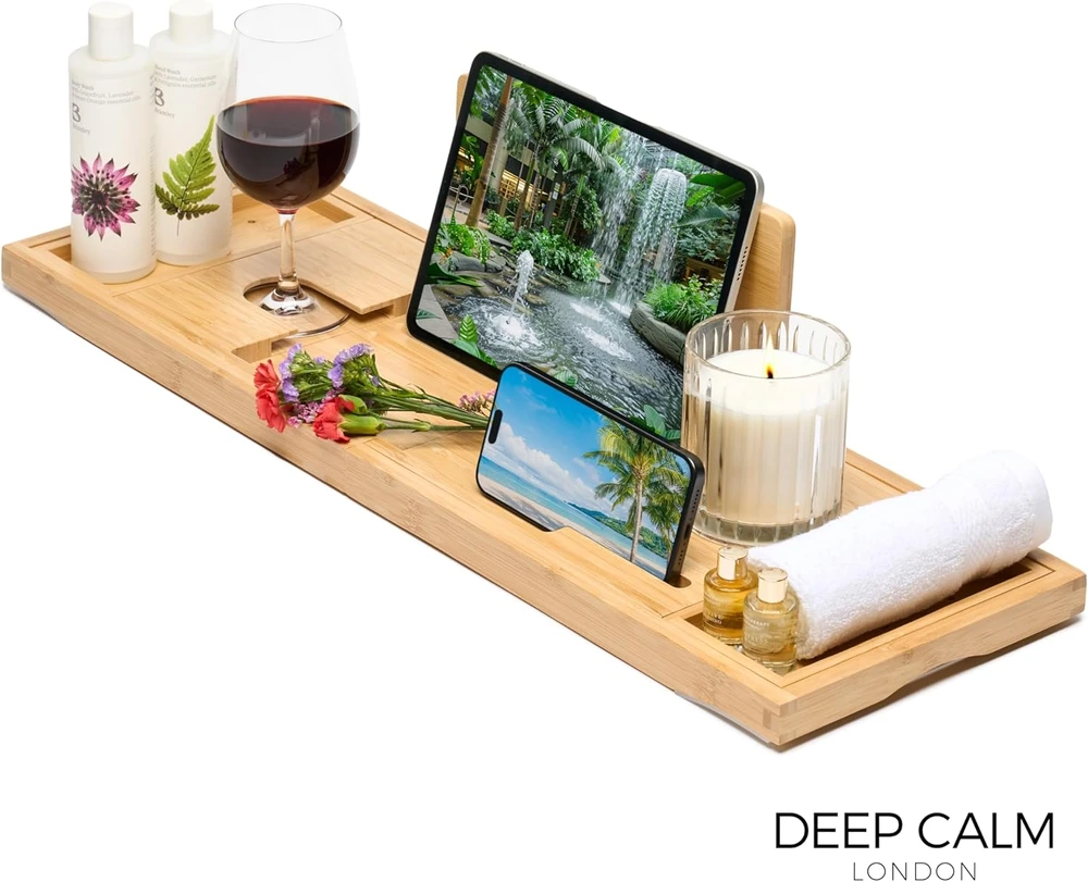 Deep Calm reguliuojamas bambukinis vonios padėklas 70–106 cm HU-XI-201