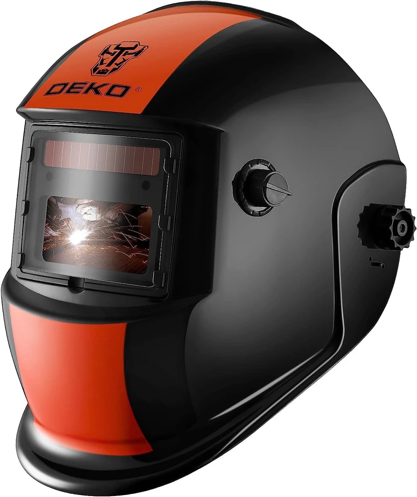 DEKO automatinis suvirinimo skydelis True-Color su saulės energija ARC MMA MIG TIG, DIN 4/9-13, optinė klasė 1/2/1/2