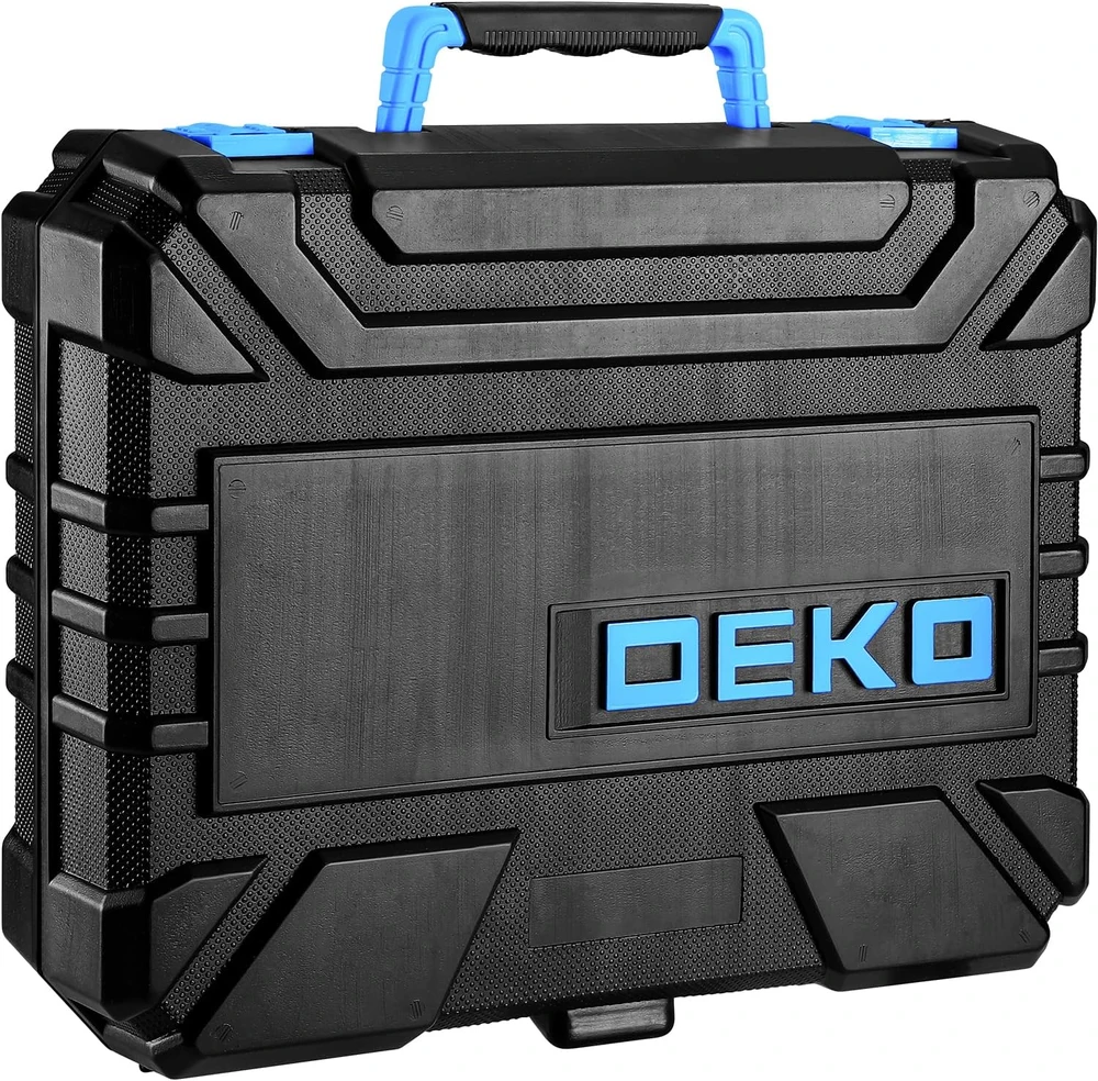 DEKO įrankių rinkinys su 8 V akumuliatoriniu suktuvu, 126 dalių, su LED, dėklas