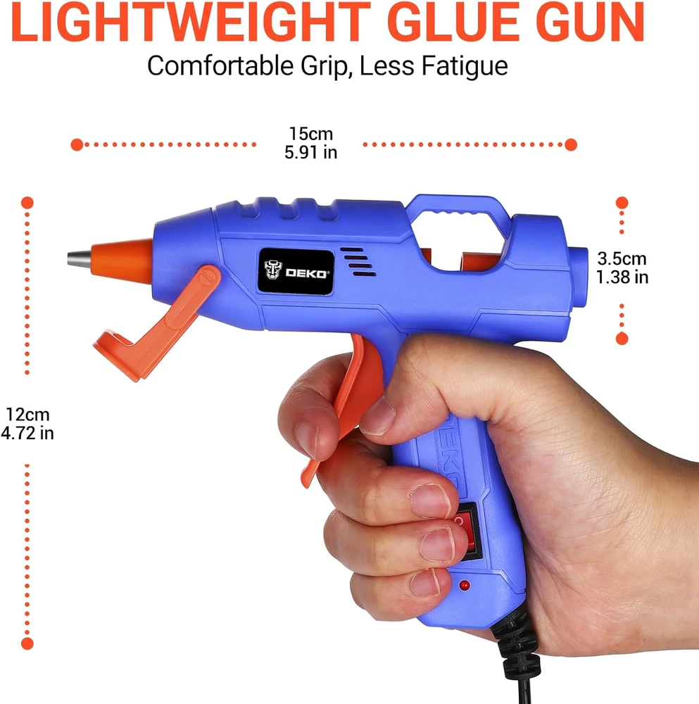 DEKO karštų klijų pistoletas 7 mm su 30 klijų lazdelių, 20 W, elektrinis, juodas
