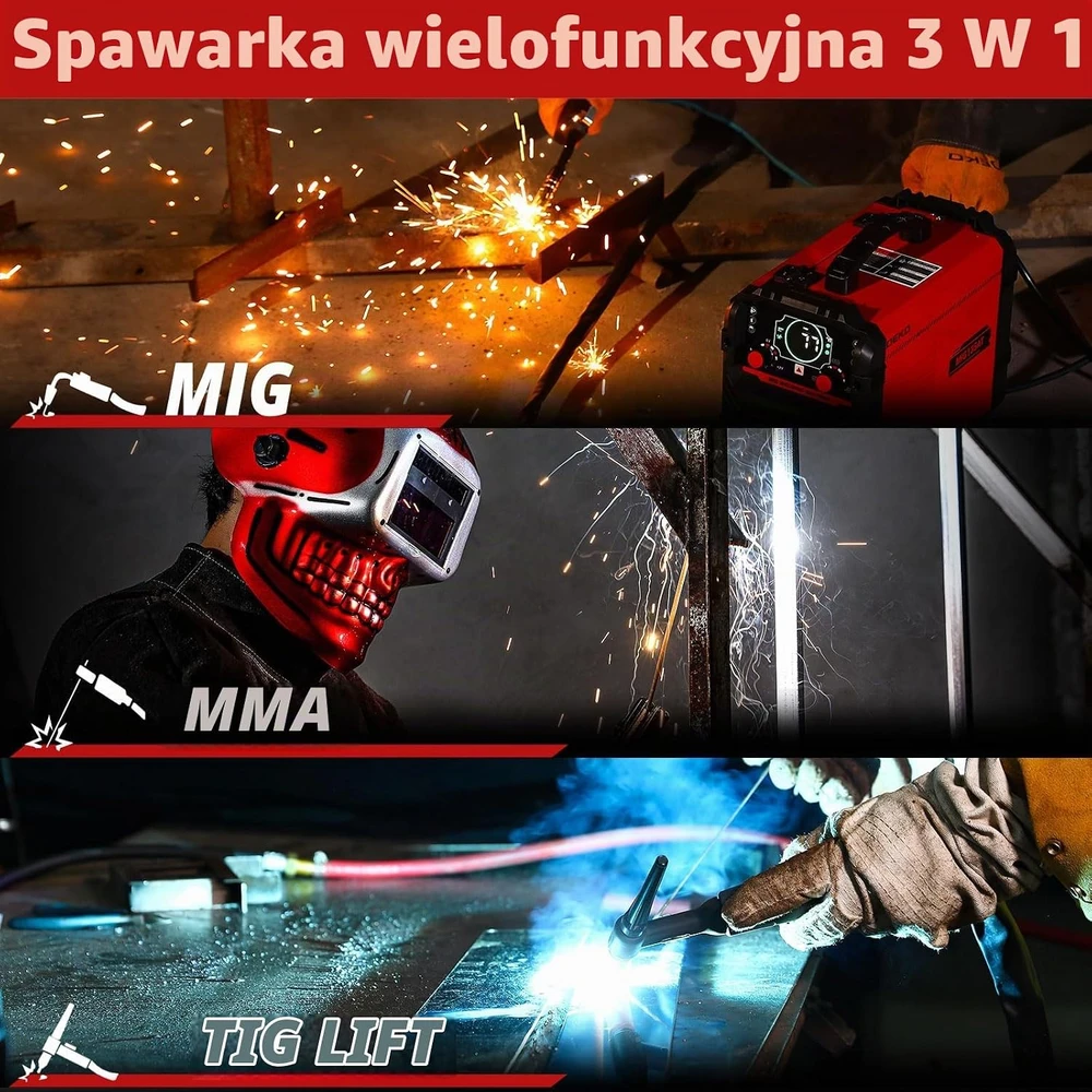 DEKO MIG suvirinimo aparatas 135 A, 220 V, 3 viename MIG/Lift TIG/Stick, MIG-135A