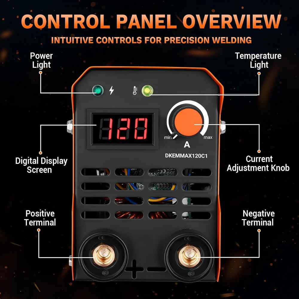 DEKO suvirinimo aparatas MMA 120 A, inverterinis, 220 V, nešiojamas, DKEMMAX120C1