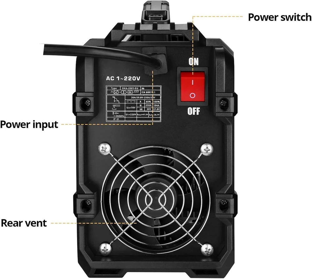 DEKO suvirinimo aparatas MMA 250 A, 220 V, inverterinė technologija, MMA-250 A