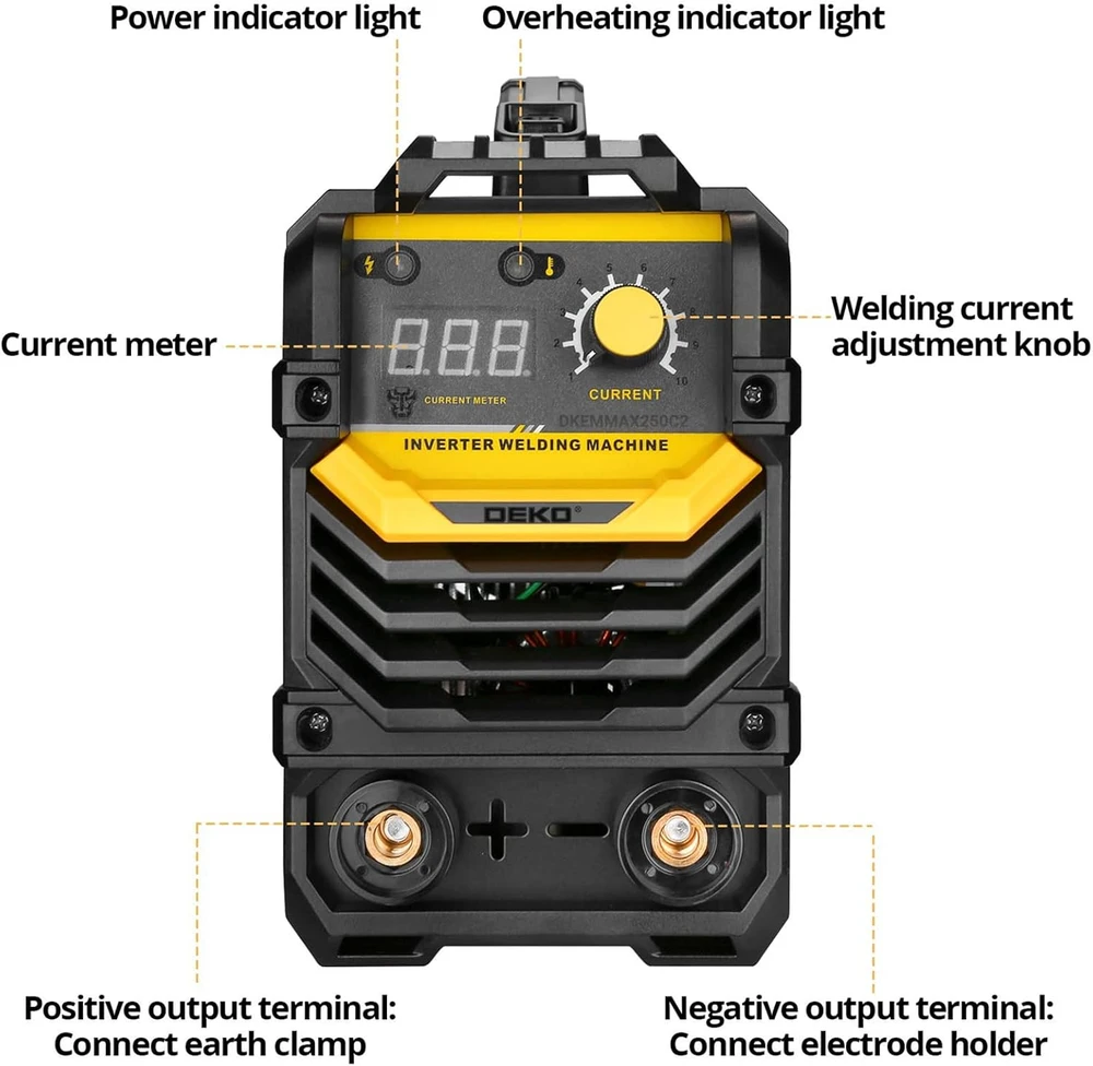 DEKO suvirinimo aparatas MMA 250 A, 220 V, inverterinė technologija, MMA-250 A
