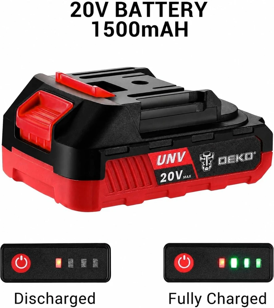 DEKOPRO akumuliatorinio gręžtuvo-suktuvo rinkinys 20 V, 1,5 Ah, 40 Nm, su priedais, DKCD20XL02R-AZ01-EUGS