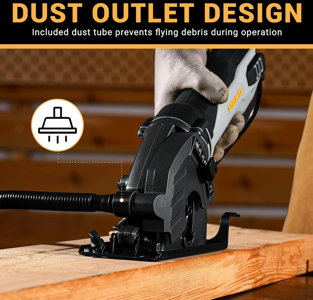 DEKOPRO mini diskinis pjūklas 600 W, 5500 aps./min., 85 mm diskas, pjovimo gylis iki 27 mm, DKPMCS0001