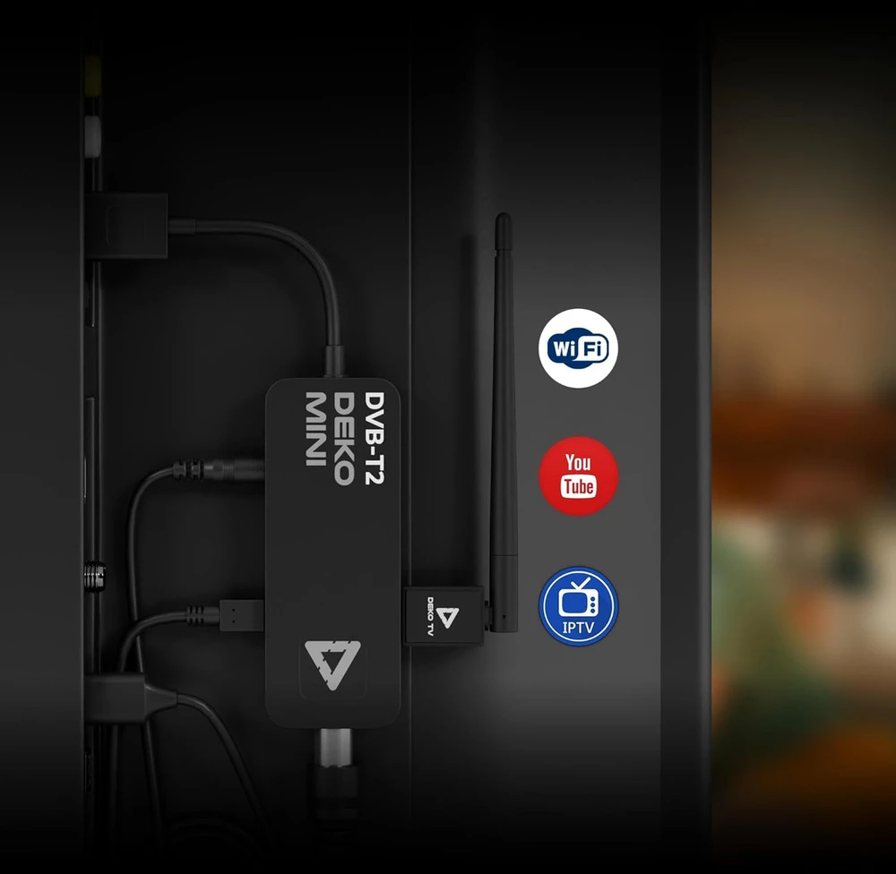 DekoTV DVB-T2 TV ryšio imtuvas mini dekoderis HEVC H.265 HDMI jungtis