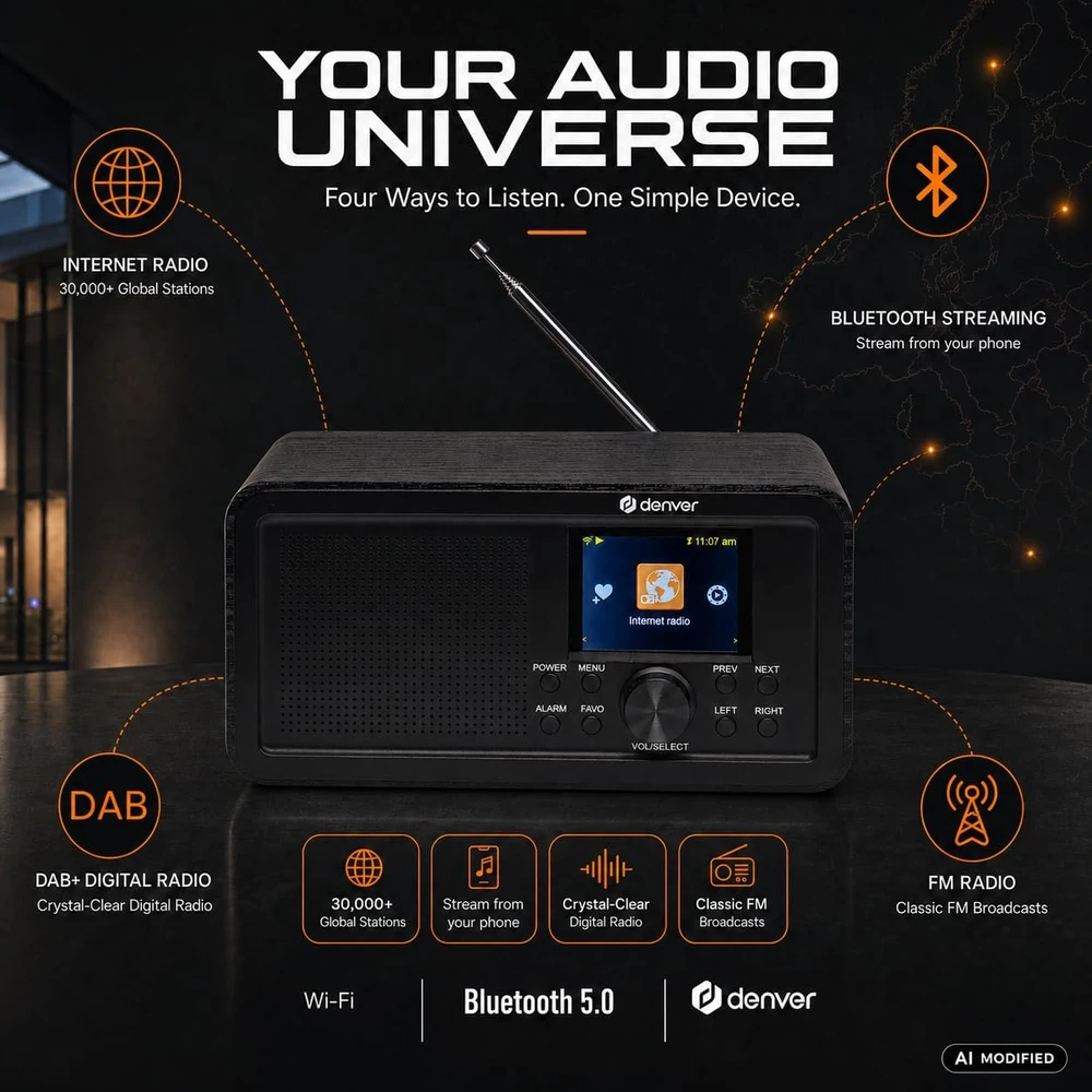 Denver internetinis radijas, 2 W RMS, DIR-200