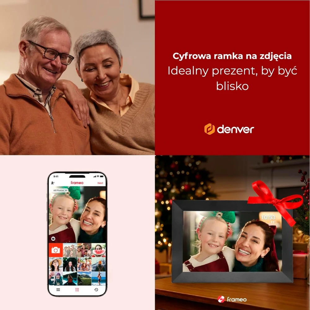DNV Denver PFF-1024BMK2 skaitmeninis nuotraukų rėmelis Juoda 25,6 cm (10.1″) Lietimui jautrus ekranas „Wi-Fi“