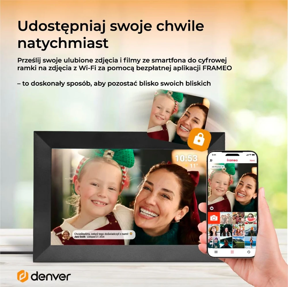 DNV Denver PFF-1024BMK2 skaitmeninis nuotraukų rėmelis Juoda 25,6 cm (10.1″) Lietimui jautrus ekranas „Wi-Fi“