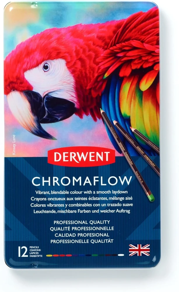 Derwent spalvotų pieštukų rinkinys Chromaflow, 12 vnt., 3,5 mm šerdis, 2305856