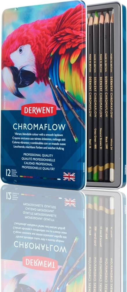 Derwent spalvotų pieštukų rinkinys Chromaflow, 12 vnt., 3,5 mm šerdis, 2305856