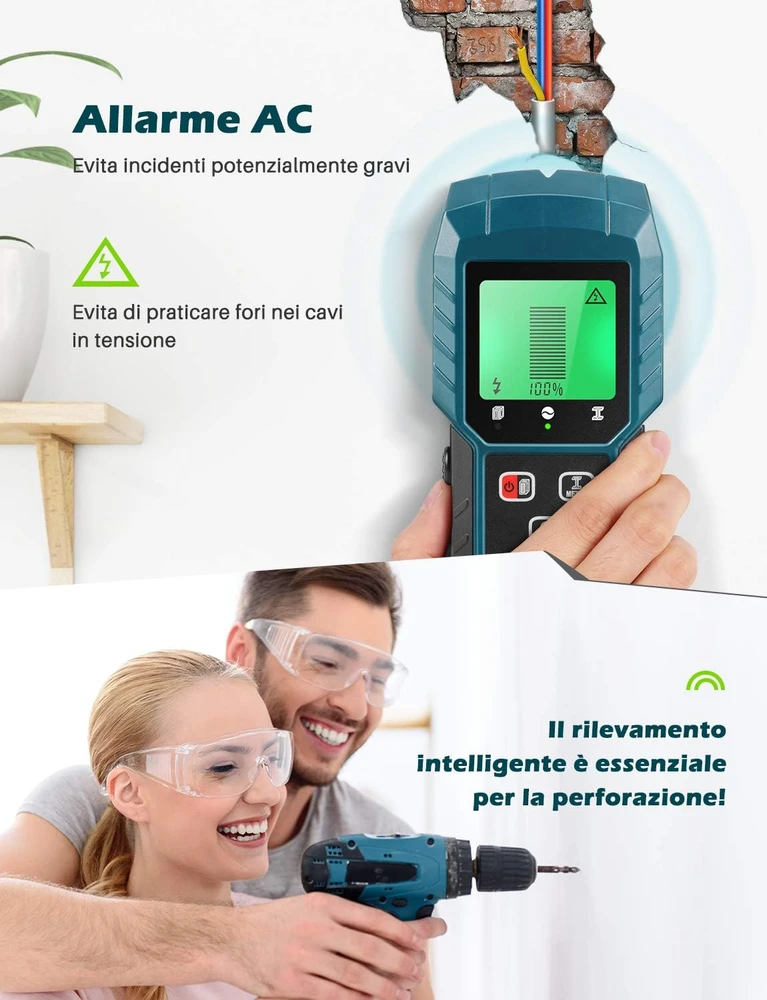 DETLEV PRO sienų detektorius 5 viename su LCD ekranu TH310_IT