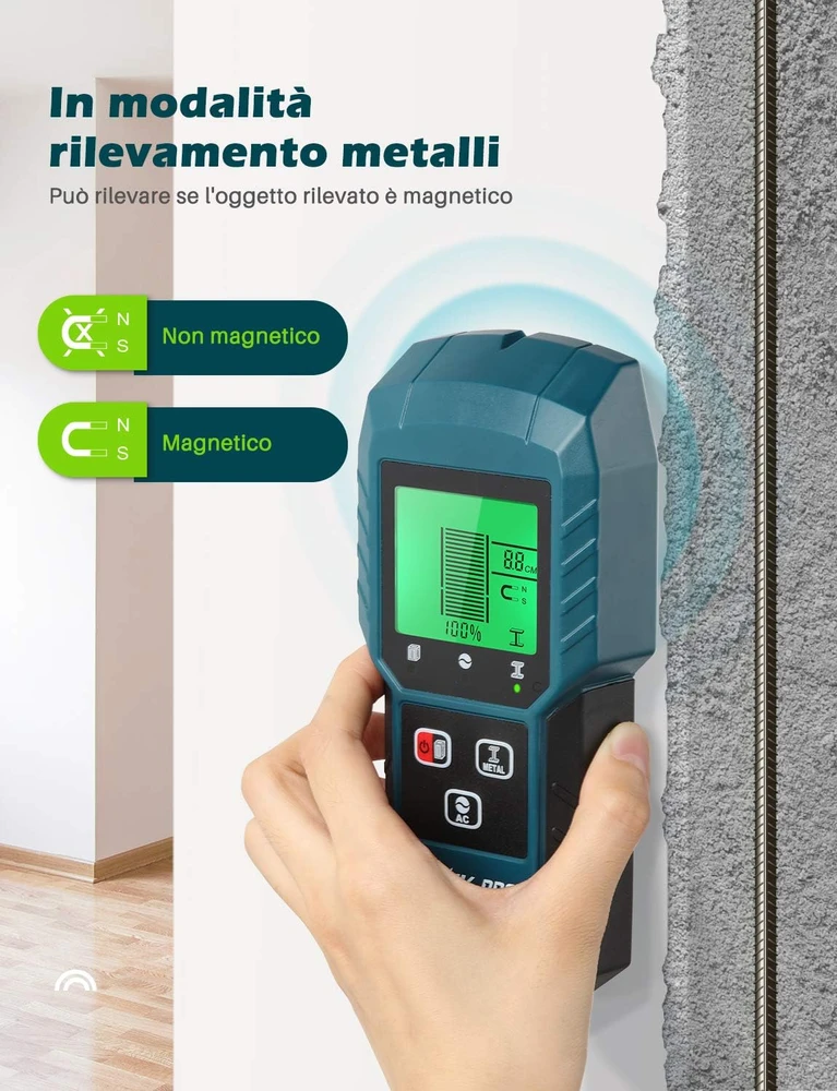 DETLEV PRO sienų detektorius 5 viename su LCD ekranu TH310_IT