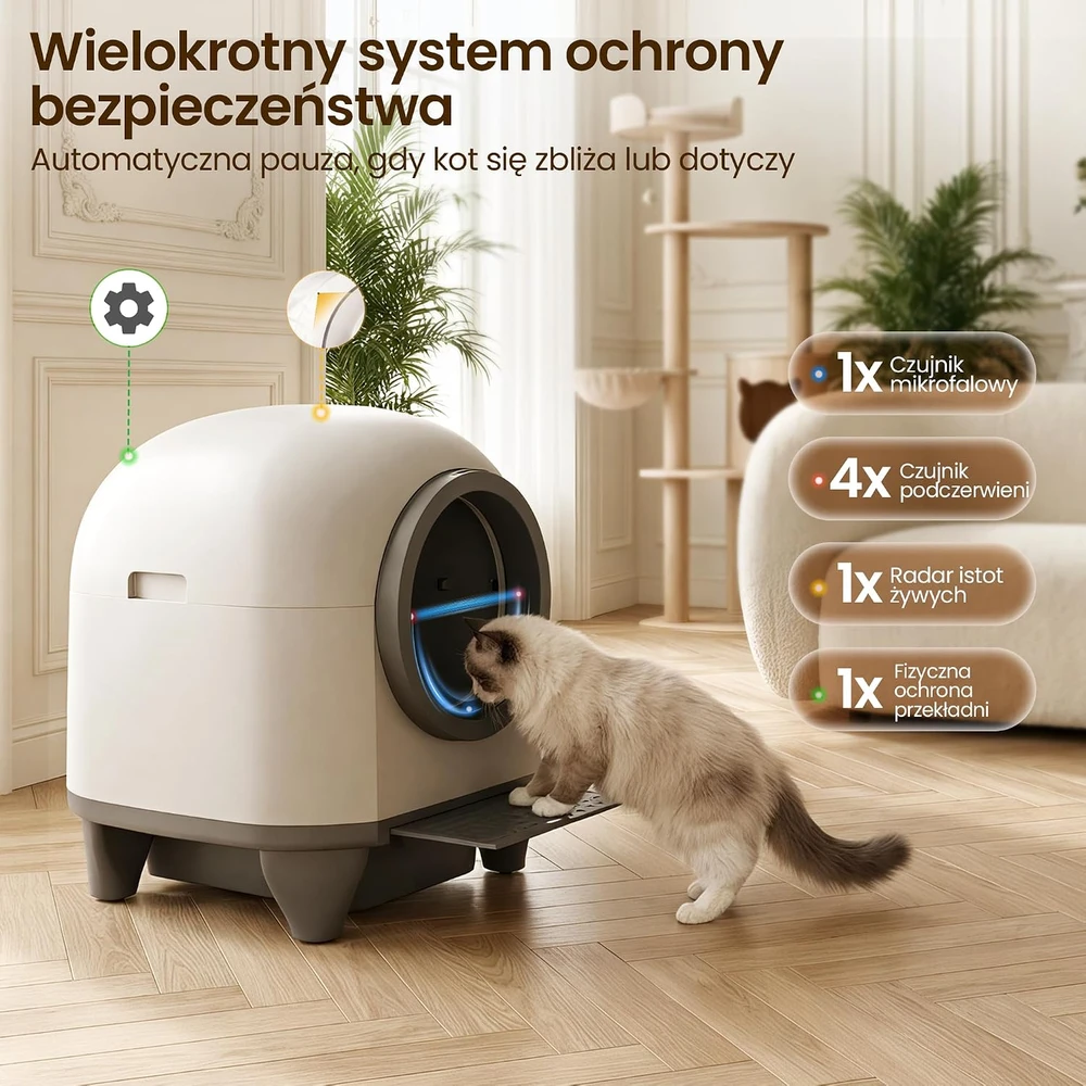 Devoko automatinė savaime išsivalanti kačių kraiko dėžė 90 l, iki 10 kg, MW-0769E-FR
