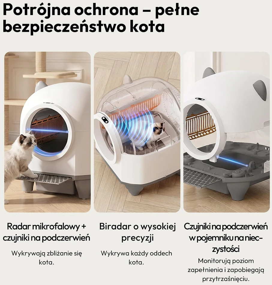 Devoko automatinė savaime išsivalanti kačių kraiko dėžė XXL 90 l MW-0769A-0808-MSP-2