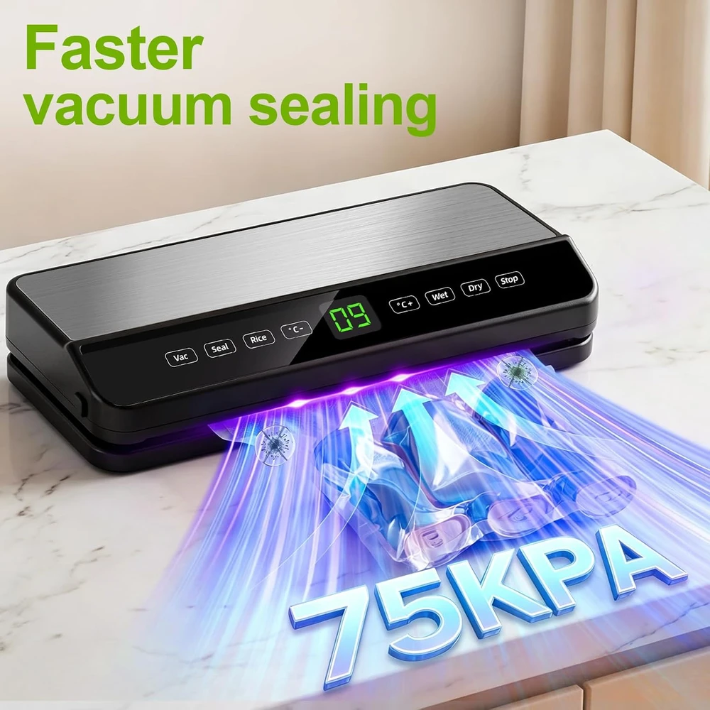 Dictien vakuumavimo aparatas maistui 75 kPa, sauso ir drėgno vakuumavimo, 001-CF-001C