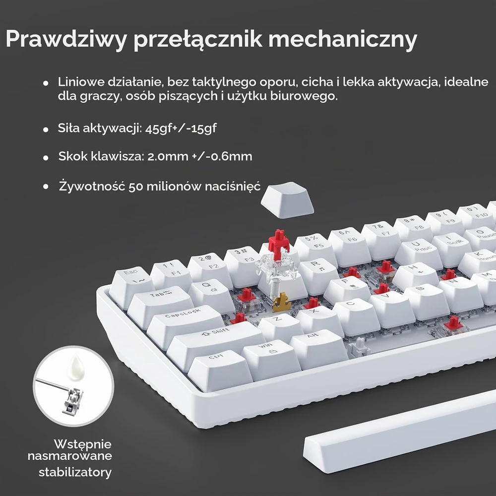 Dierya mechaninė žaidimų klaviatūra 68 klavišų USB-C su raudonaisiais jungikliais DK68se