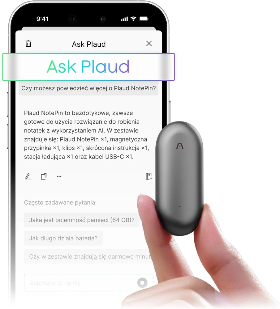 Diktofonas Plaud skaitmeninis dyktafonas su AI, 64 GB atmintimi, Bluetooth ryšiu, NotePin NB-100