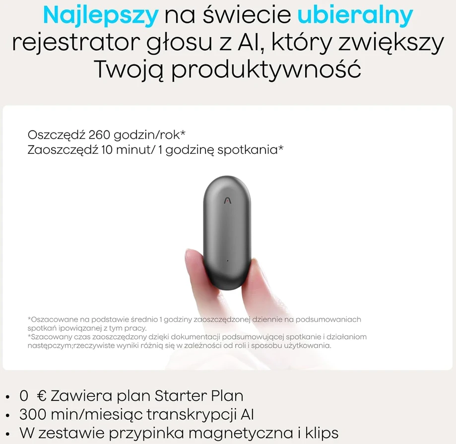 Diktofonas Plaud skaitmeninis dyktafonas su AI, 64 GB atmintimi, Bluetooth ryšiu, NotePin NB-100