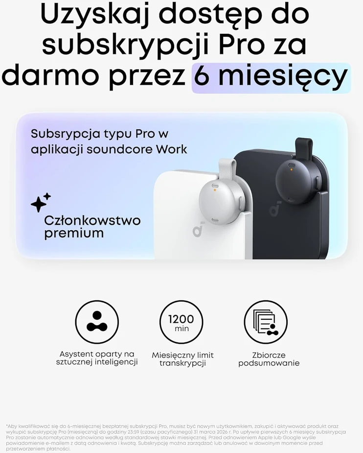 Diktofonas soundcore nešiojamas dirbtinio intelekto dyktafonas su USB-C, 8 GB atmintimi, krawatiniu mikrofonu, D3200