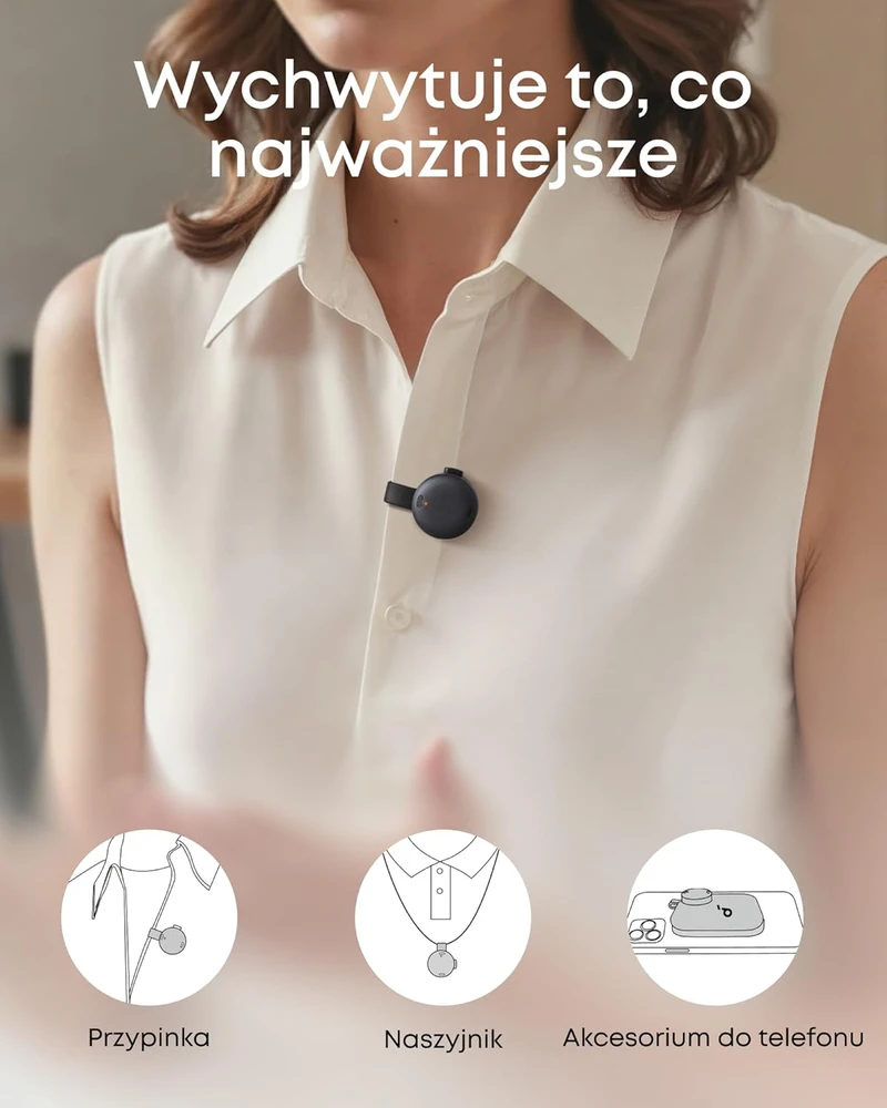 Diktofonas soundcore nešiojamas dirbtinio intelekto dyktafonas su USB-C, 8 GB atmintimi, krawatiniu mikrofonu, D3200
