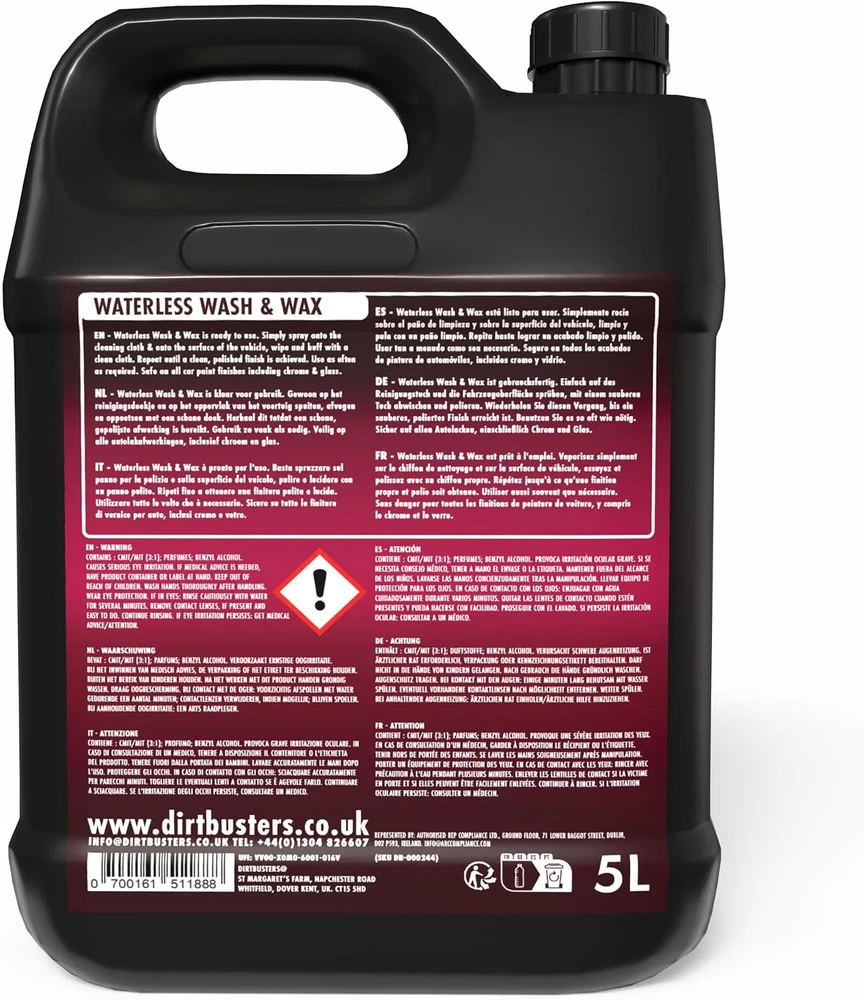 Dirtbusters bevandenis automobilio ploviklis su vašku, hidrofobinis, 5 l DB-000244