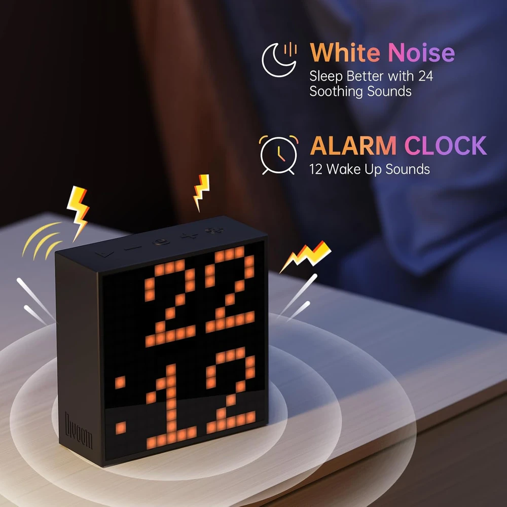 Divoom Bluetooth nešiojamas garsiakalbis su LED ekranu, 6 W galia, juodas, 90100058091