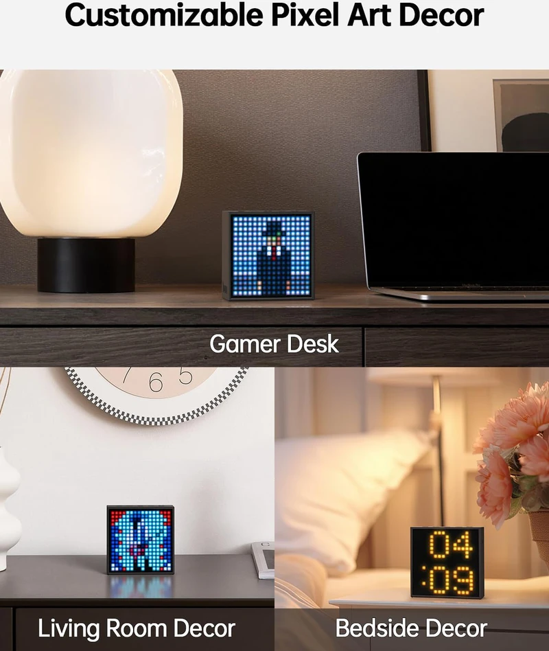 Divoom Bluetooth nešiojamas garsiakalbis su LED ekranu, 6 W galia, juodas, 90100058091
