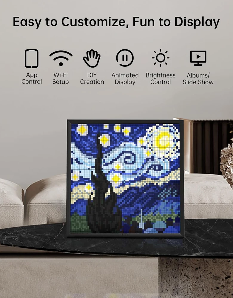 Divoom Pixoo-64 Wi-Fi pikselių meno LED ekranas 64 × 64, 10,3 col., 819285