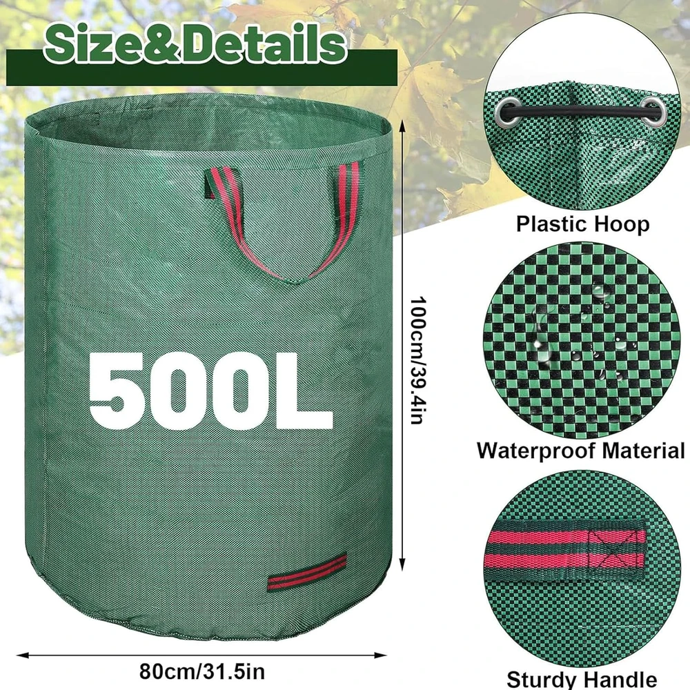 Dntorx daugkartinio naudojimo sodo atliekų maišai, 3 vnt., 500 l, 80 × 100 cm