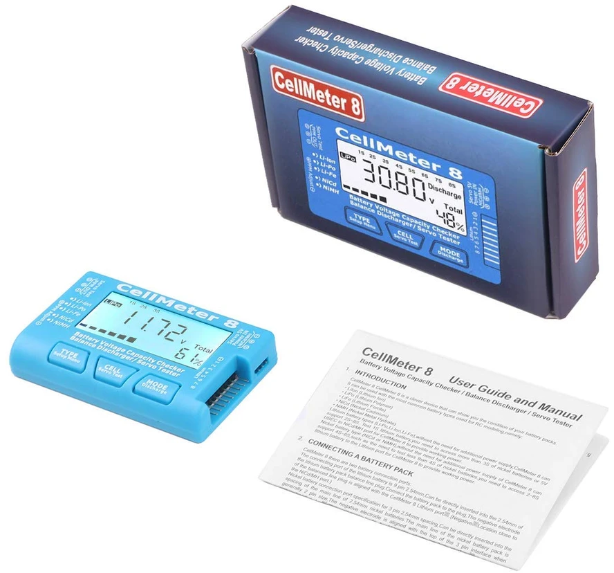 DollaTek akumuliatorių talpos ir įtampos testeris CellMeter 8 LiPo, LiFe, Li-Ion, NiMH, NiCd