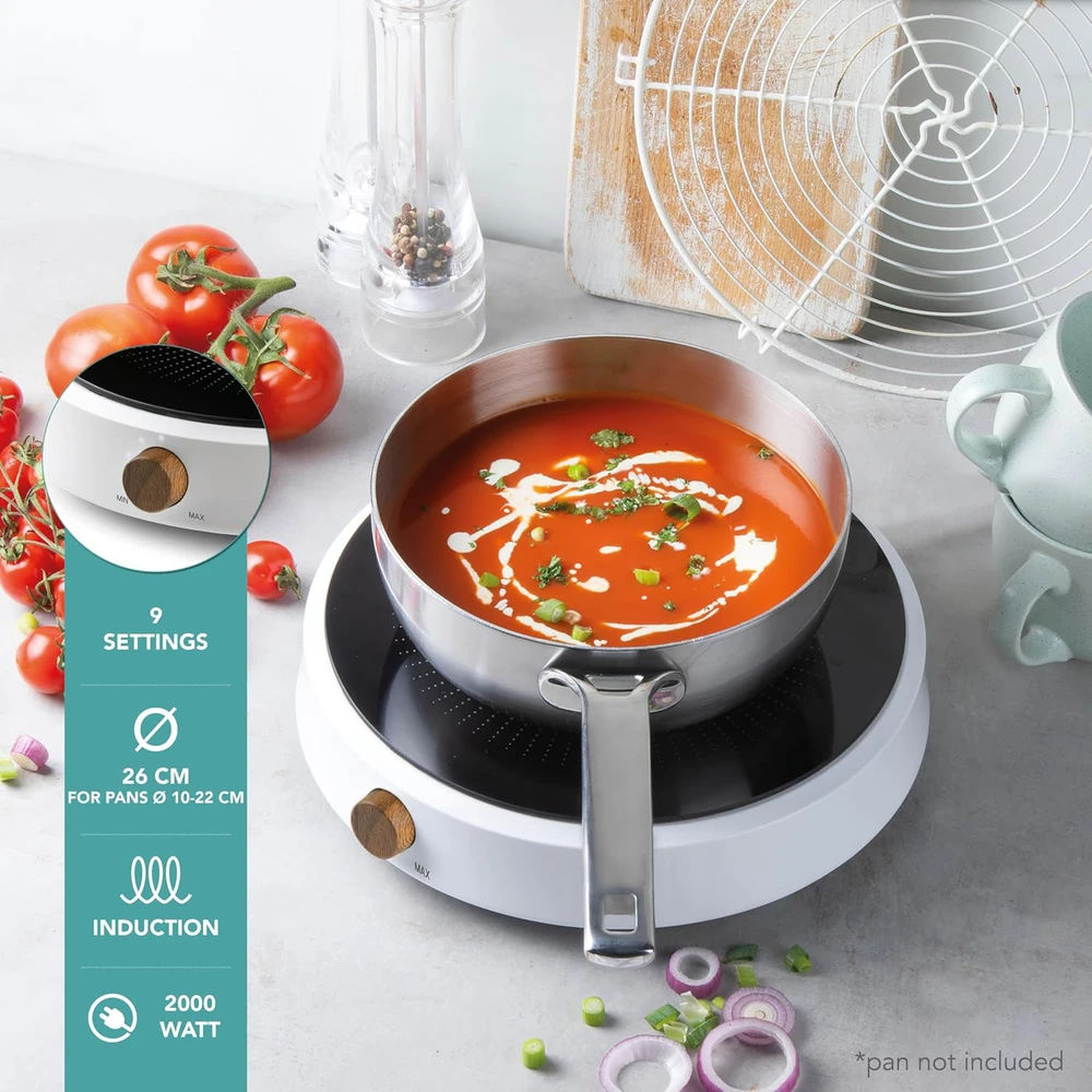 DOMO indukcinė kaitlentė, apvali, 2000 W, keraminis paviršius, DO30112IP modelis