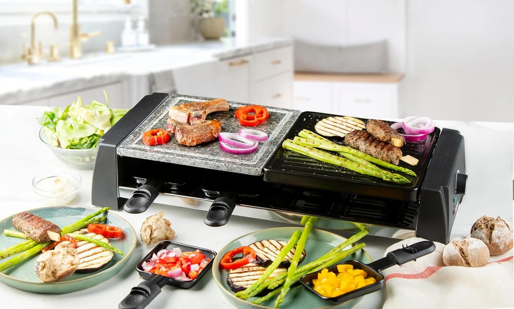 DOMO rakletės grilis su akmens plokšte 1200 W, 8 vietų, DO9190G