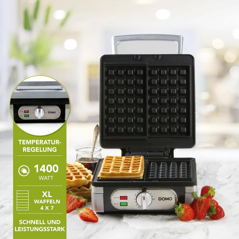 Domo vaflinė, 1400 W, elektroninis temperatūros reguliavimas, DO9047W/N
