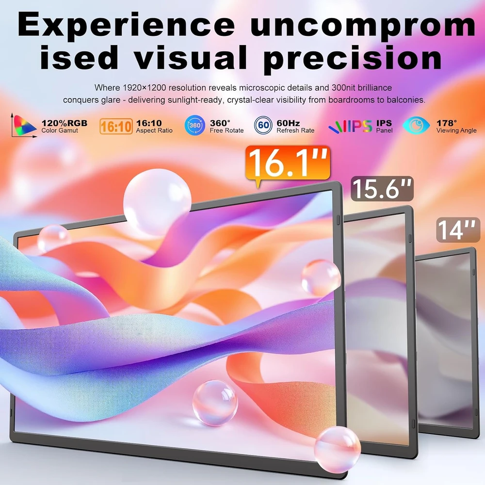 domyfan nešiojamasis monitorius 16,1 col., FHD+ 1920 × 1200, USB-C, DF-N2