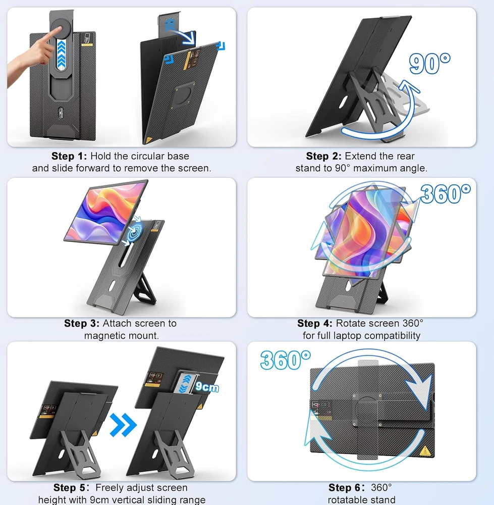 domyfan nešiojamasis monitorius 16,1 col., FHD+ 1920 × 1200, USB-C, DF-N2