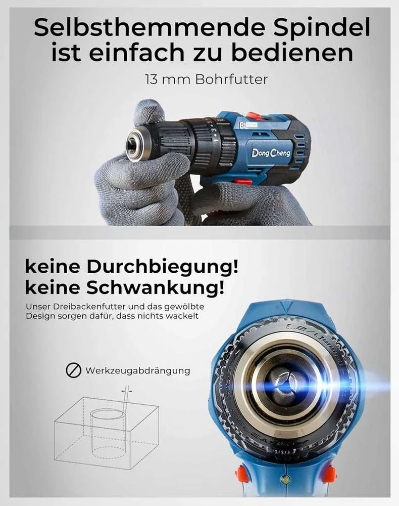 Dong Cheng DongCheng 18 V bešepetė akumuliatorinė smūginis gręžtuvas-suktuvas, 50 Nm, 2 x 2,0 Ah, 13 mm