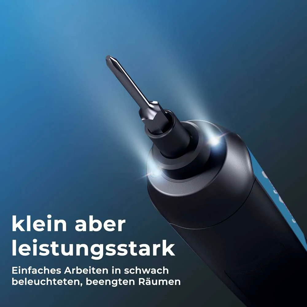 DongCheng akumuliatorinis mini suktuvas 4 V, 2000 mAh, 5 Nm su LED ir bitų rinkiniu