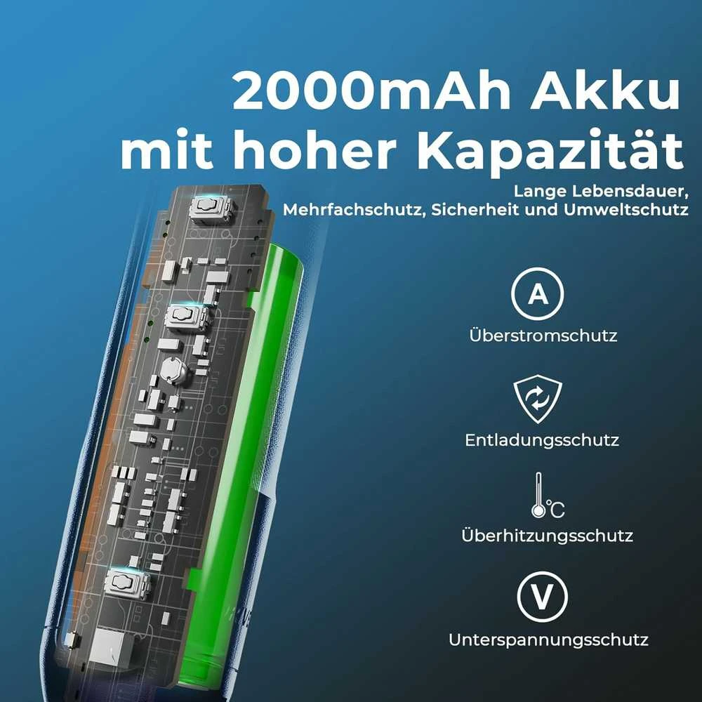 DongCheng akumuliatorinis mini suktuvas 4 V, 2000 mAh, 5 Nm su LED ir bitų rinkiniu