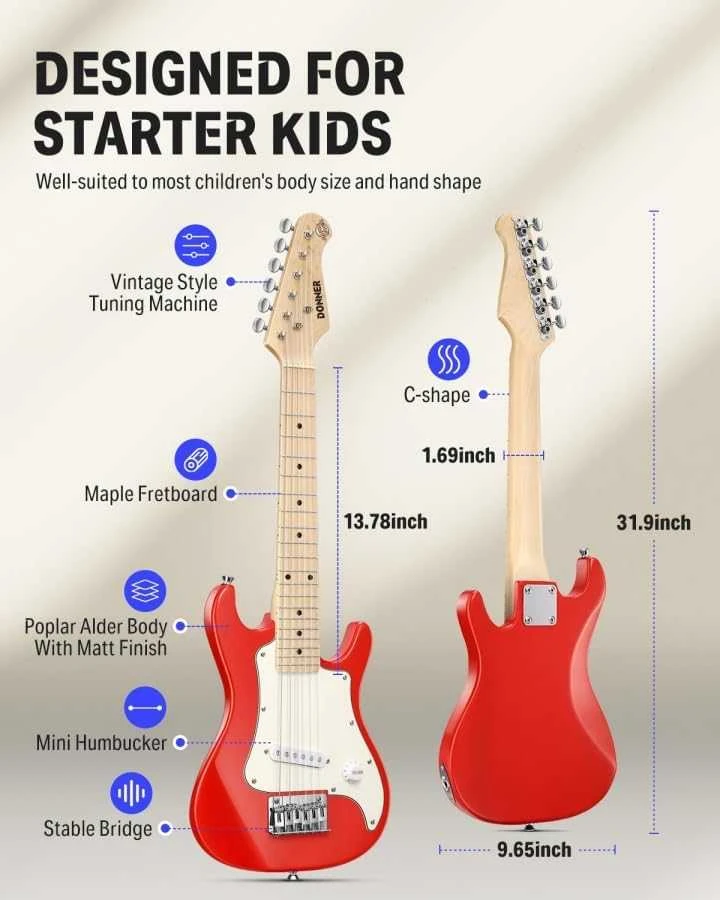 Donner Vaikiškos elektrinės gitaros komplektas