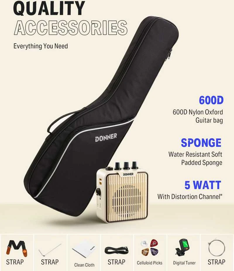 Donner Vaikiškos elektrinės gitaros komplektas