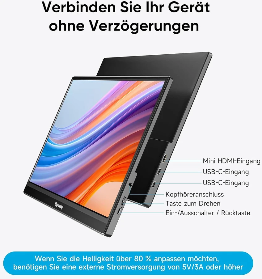 Dopesplay nešiojamasis monitorius 15,6 col. FHD IPS 60 Hz su USB-C, DR1563