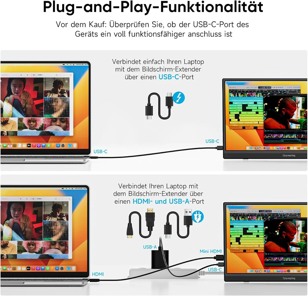 Dopesplay nešiojamasis monitorius 15,6 col. FHD IPS 60 Hz su USB-C, DR1563