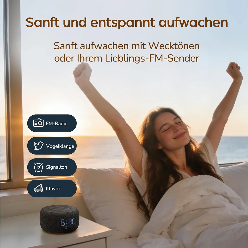 DOUMOSH skaitmeninis radijo žadintuvas su Bluetooth 5.0, 5 W garsiakalbiu ir naktine lempute DEBK11B