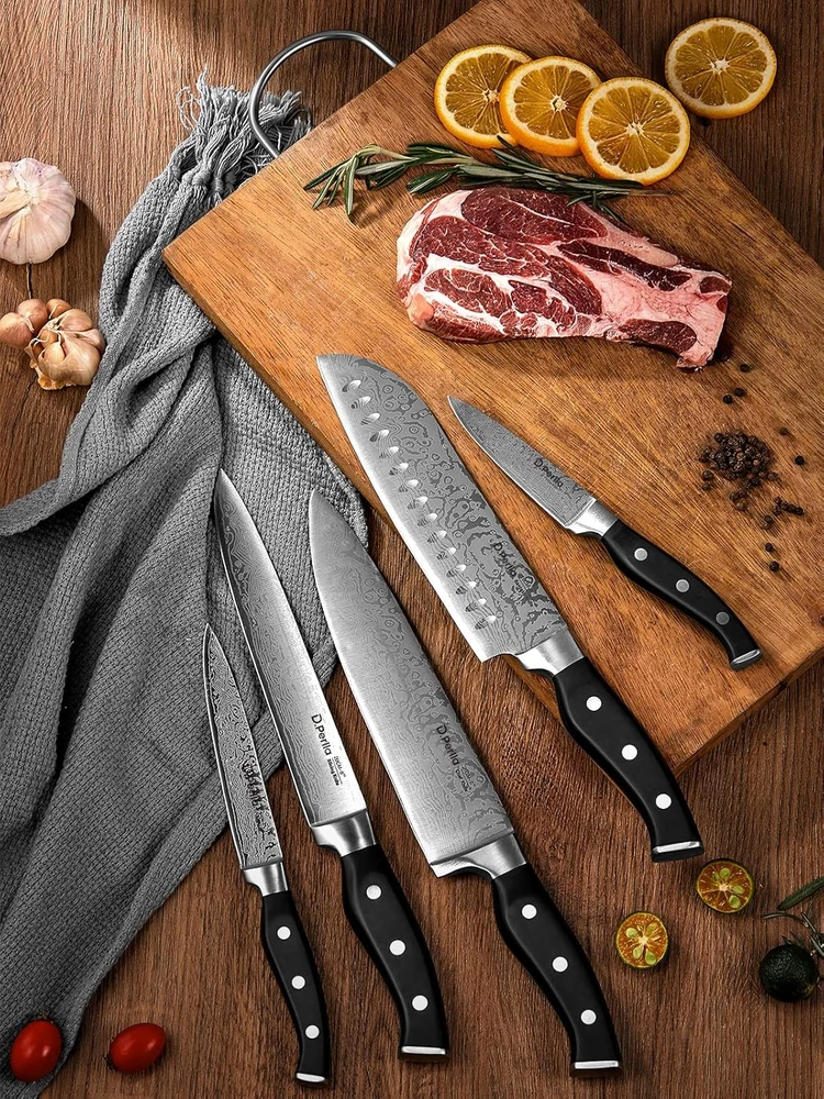 D.Perlla 14 dalių virtuvinių peilių rinkinys su savaime galandančiu mediniu stovu SDWD-S288