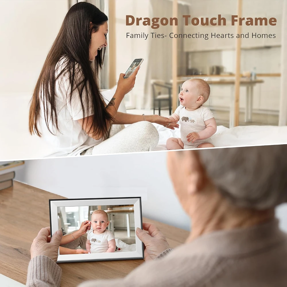 Dragon Touch skaitmeninis nuotraukų rėmelis, 10,1 col., Wi-Fi, 16 GB, Modern10 charm
