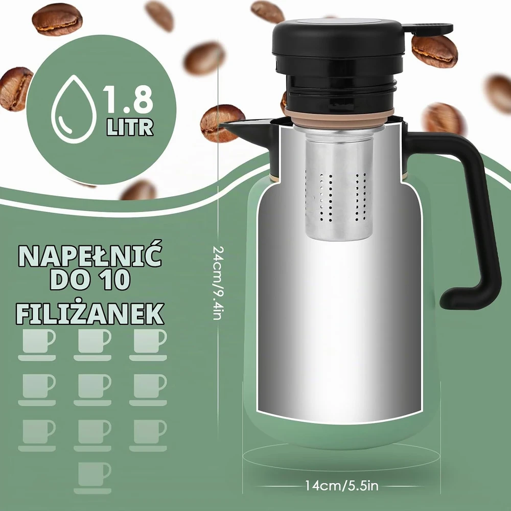 Dreamhigh termoąsotis 1,8 l su temperatūros indikatoriumi ir arbatos sieteliu