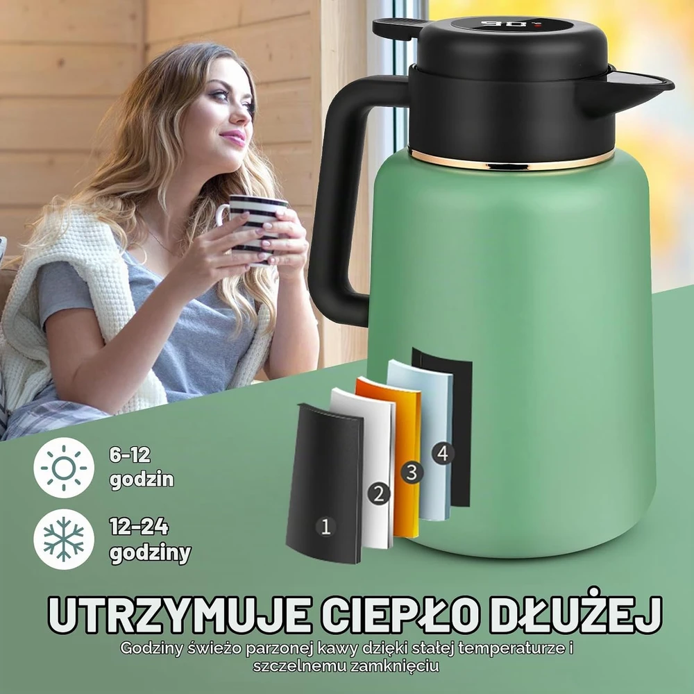Dreamhigh termoąsotis 1,8 l su temperatūros indikatoriumi ir arbatos sieteliu